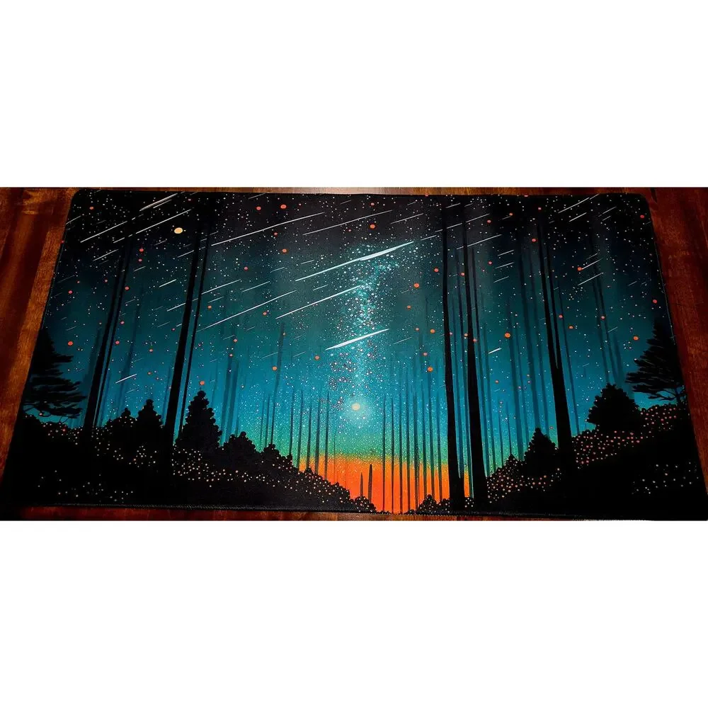 XXL Gaming Mouse Pad Desk Mat Starry Night Forest Meteor Design